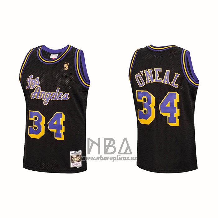 Camiseta Los Angeles Lakers Shaquille O'neal NO 34 Mitchell & Ness 1996-97 Negro